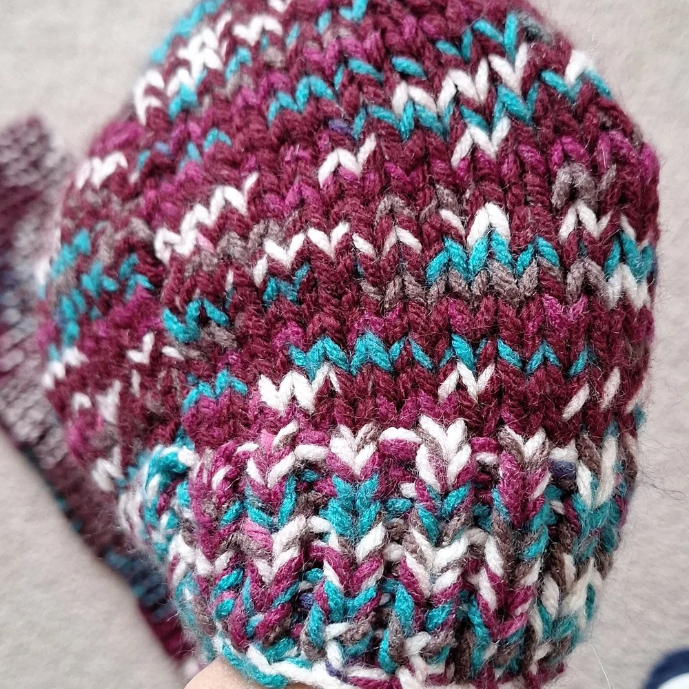 Handmade Knit Scarf and Beanie Set - Multicolor